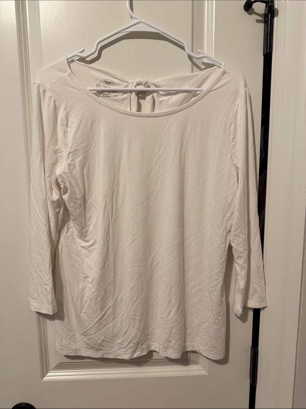 T by Talbots UPF 50+ Rayon BambooWomen's Scoop Neck Top size Medium White
